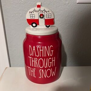 Rae Dunn Red Ceramic Holiday Jar with Camper Lid
